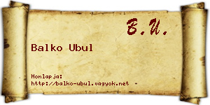Balko Ubul névjegykártya